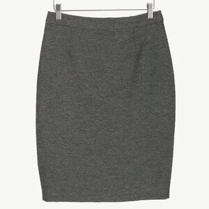 Lanvin AW/14 Dark Grey Wool-Blend Grosgrain Pencil Skirt
